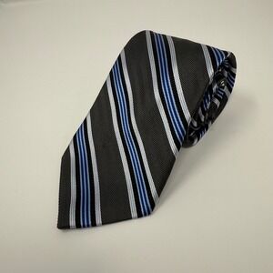 Jos A Bank Nicktie Gray Blue‎ Striped Signature Collection 100% Silk Italy Men's